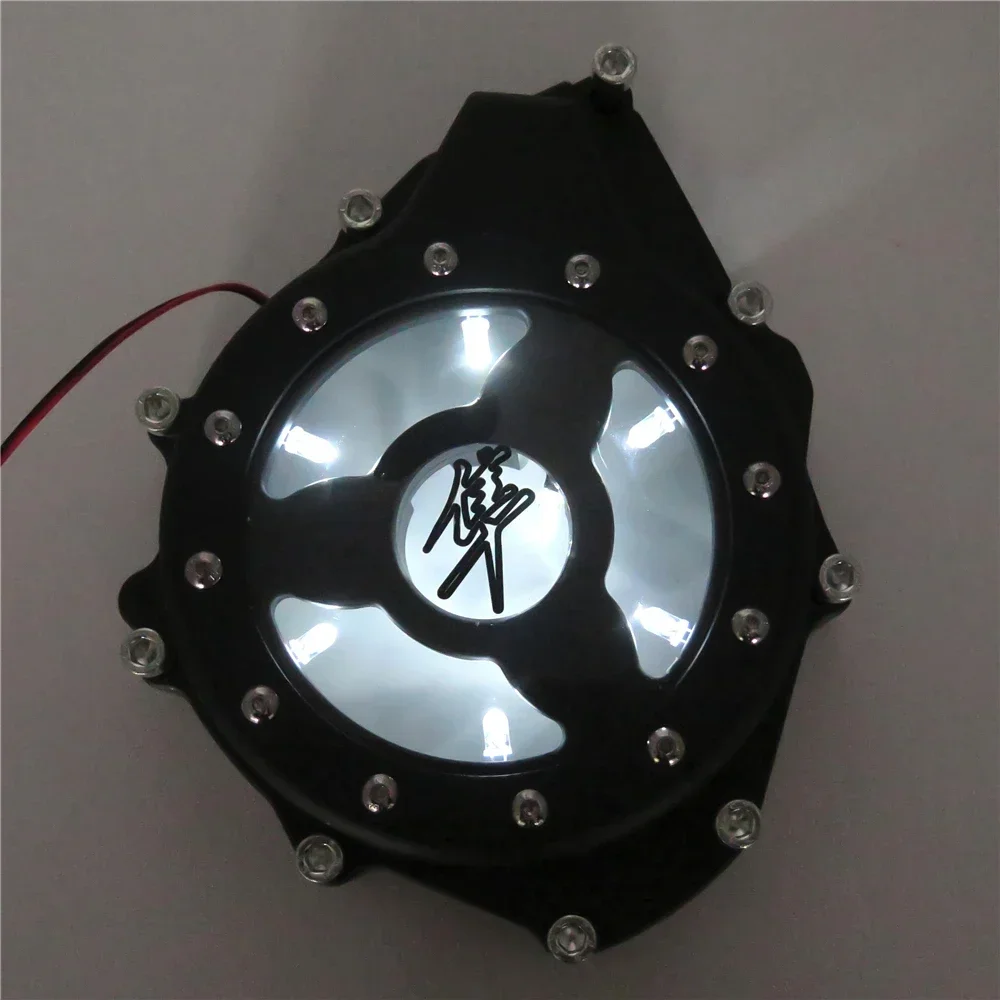 

Motorcycle Part white LED See Through Engine Stator Cover For Suzuki GSX1300R Hayabusa 1999-2022 BlacK