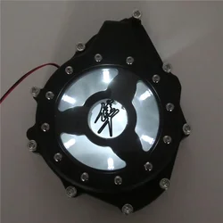 Motorcycle Part white LED See Through Engine Stator Cover For Suzuki GSX1300R Hayabusa 1999-2022 BlacK