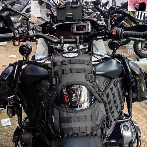 Chaleco de tanque de combustible para motocicleta, suministros, accesorios, barras protectoras, bolsa impermeable, Base de montaje, equipo esencial para motociclista