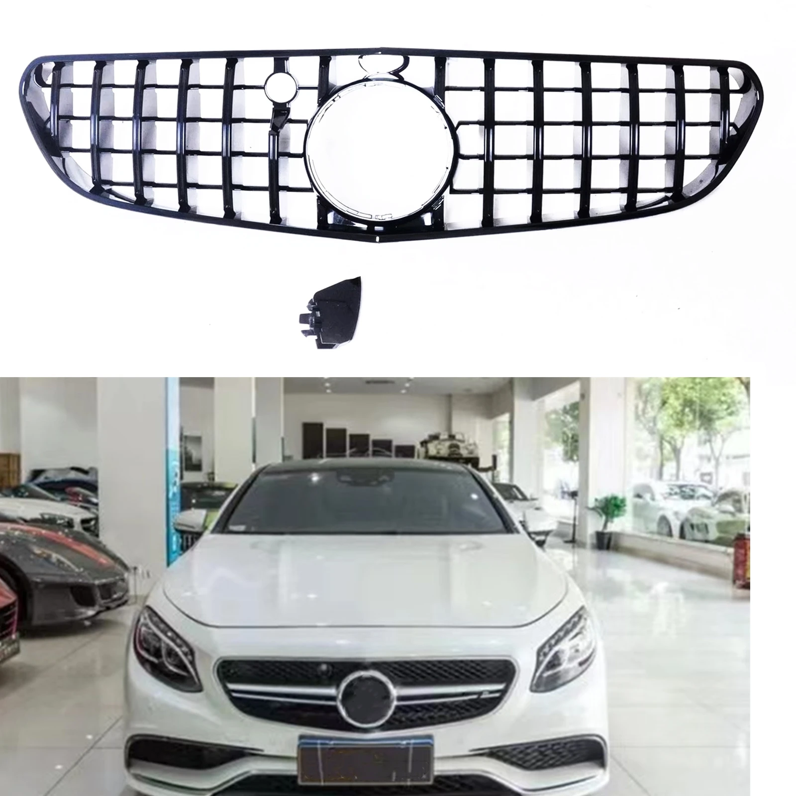 

Car Front Grille Grill Upper Bumper Hood Mesh Grid For Mercedes Benz W217 S63 Coupe AMG GT 2015-2017