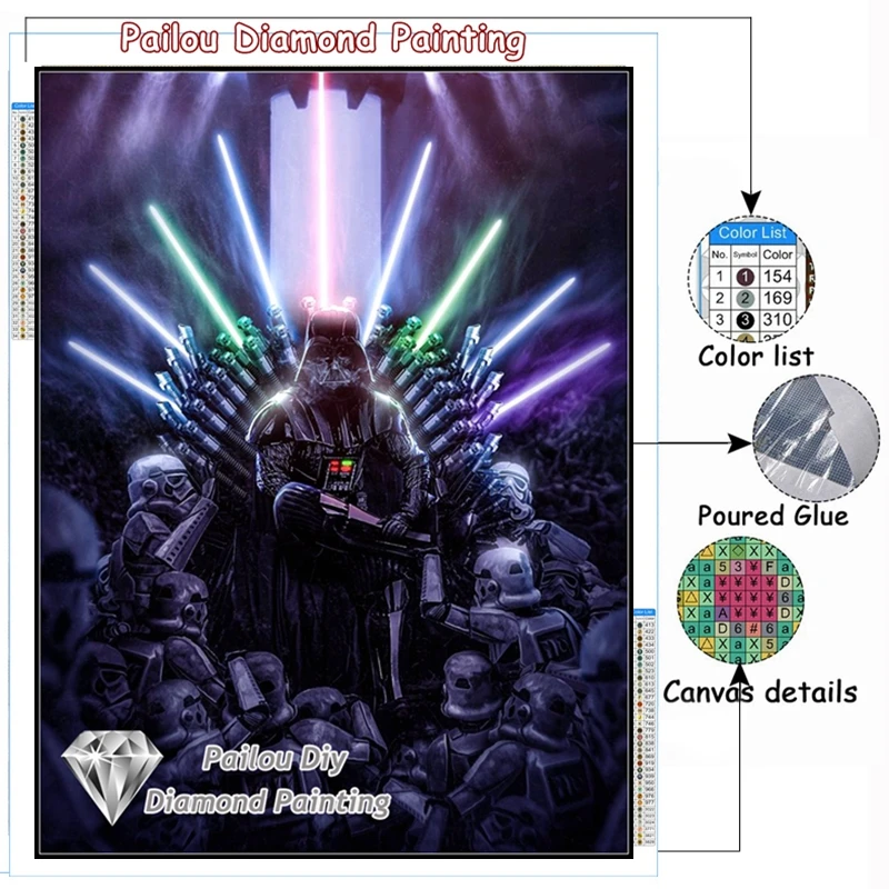 Disney Movie Star Wars Full 5d Diamond Painting Devil Darth Vader With Lightsaber Photo Art Embroidery Cross Stitch Room Decor