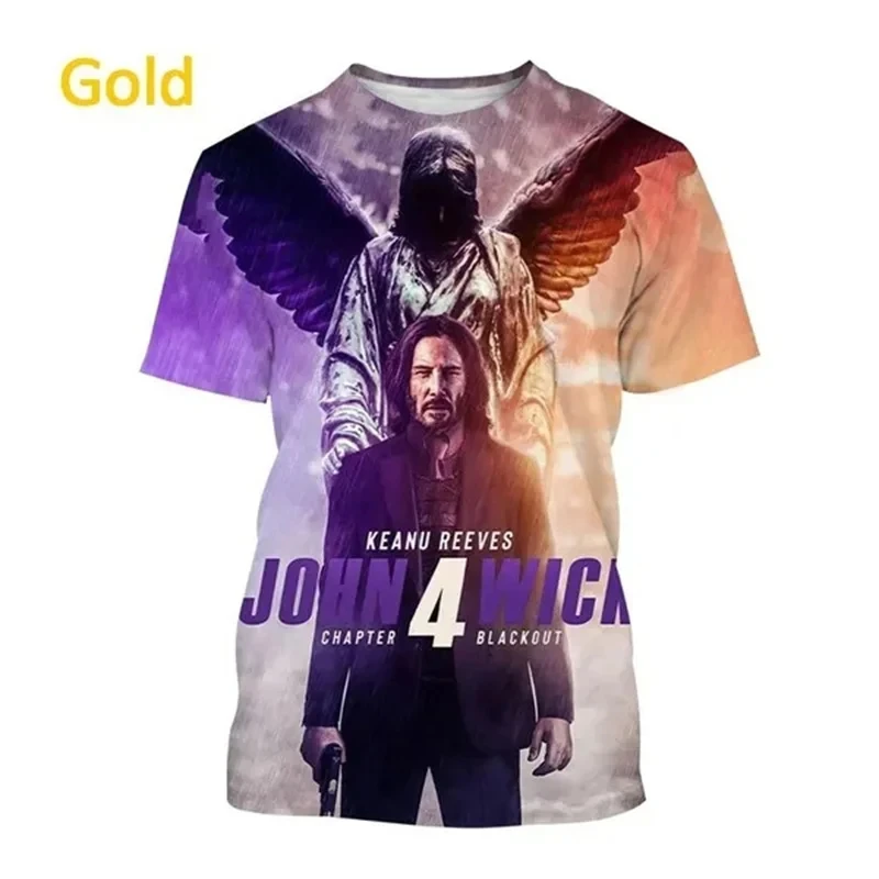 Classic Movie John Wick Keanu Reeves Print T-shirts For Men/Women 3D Casual Short sleeve O-Neck T shirt Plus Size Streetwear Tee