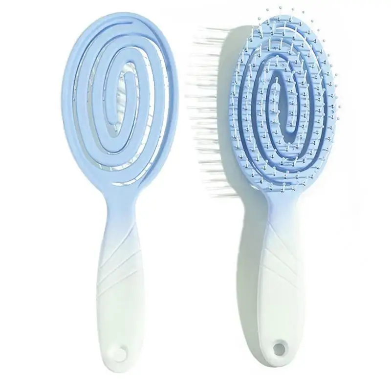 Eco Friendly Spiral Detangling Hair Brush Soft Massage Bristles Non Slip Handle For Curly Hair Styling Daily Use