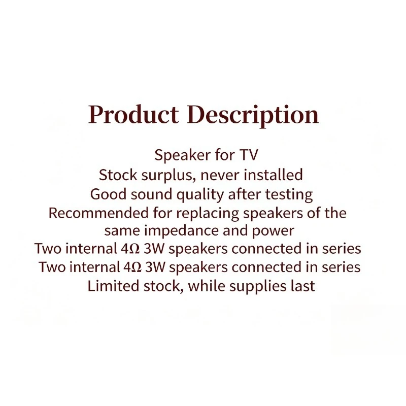 LCD TV Speaker 8Ohm 6W High Quality Dual Diaphragm Cavity Speaker for Advertising Machine, 1 Pair