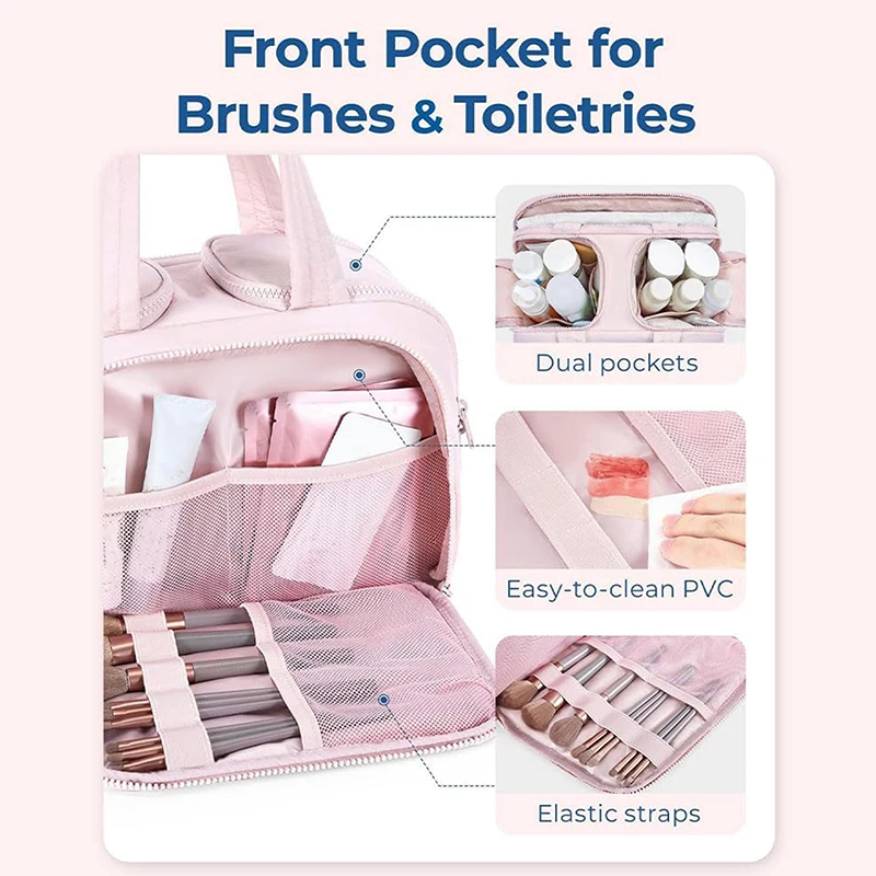 

Lightweight Makeup Bag Waterproof Soft Top Handle Bags Large Capacity Portable Storage Case Women Travel Toiletry Wash Handbag