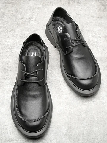 Men's new versatile derby shoes, solid color business casual leather shoes 210821