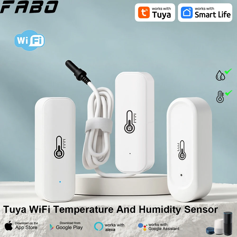 Indoor/Outdoor Tuya WiFi Thermometer Hygrometer APP Remote Check Room Temperature Humidity Monitor for Alexa Google Home Voice