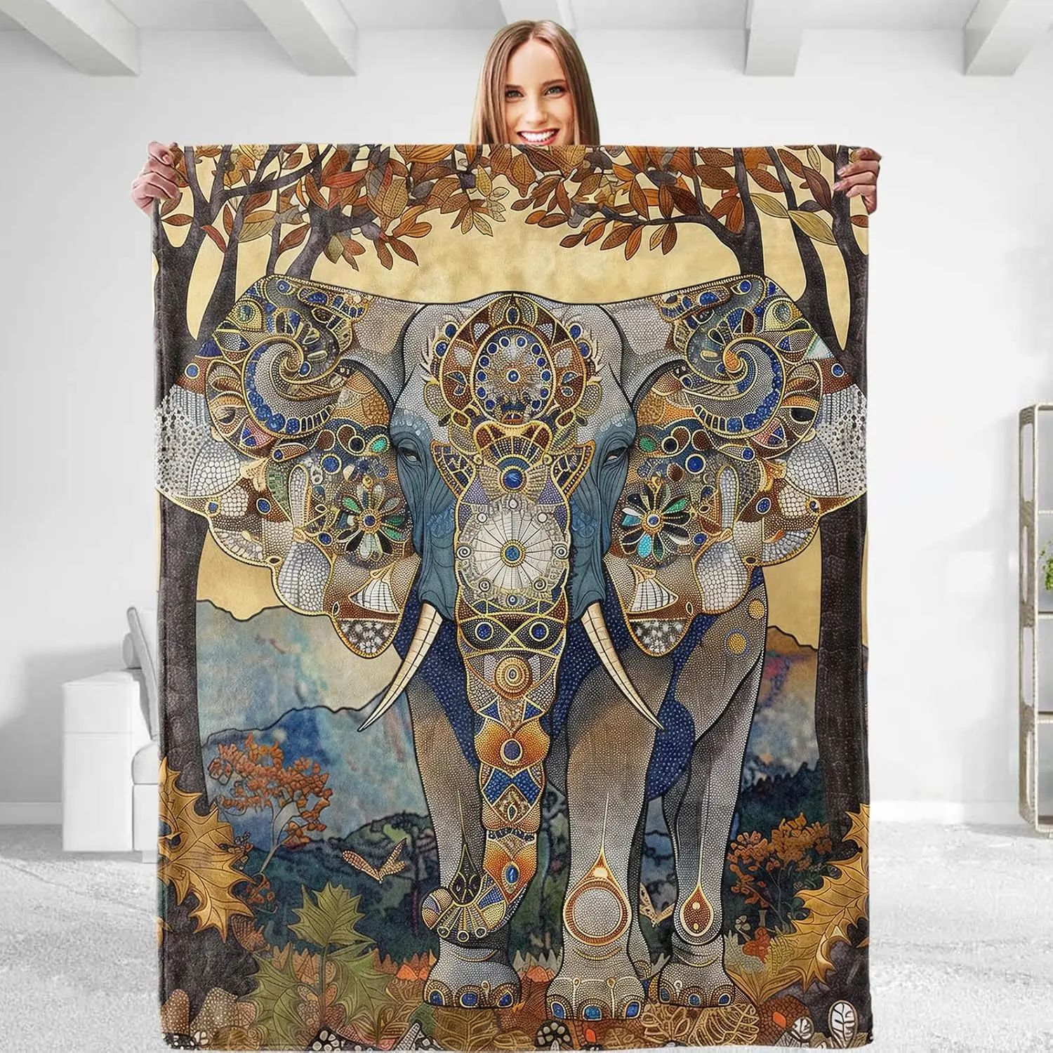

Aesthetic Elephant Blanket - Soft Plush Flannel, Comfy&Lightweight for All Seasons, Warm and Fuzzy, Anti-Pilling Throw Blanket f