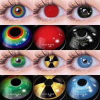 EYESHARE Halloween Colored Contact Lenses Crazy Red Contact Lenses Anime Black Eye Lenses 1pair(2pcs) Cosplay Beauty Makeup Lens