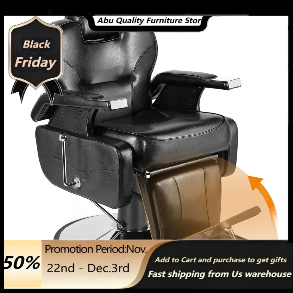 Barber Chair Artist hand Black All Purpose Hydraulic Recline Barber Chair Salon Beauty Styling Chair for Beauty39.8Dx27Wx36.2H