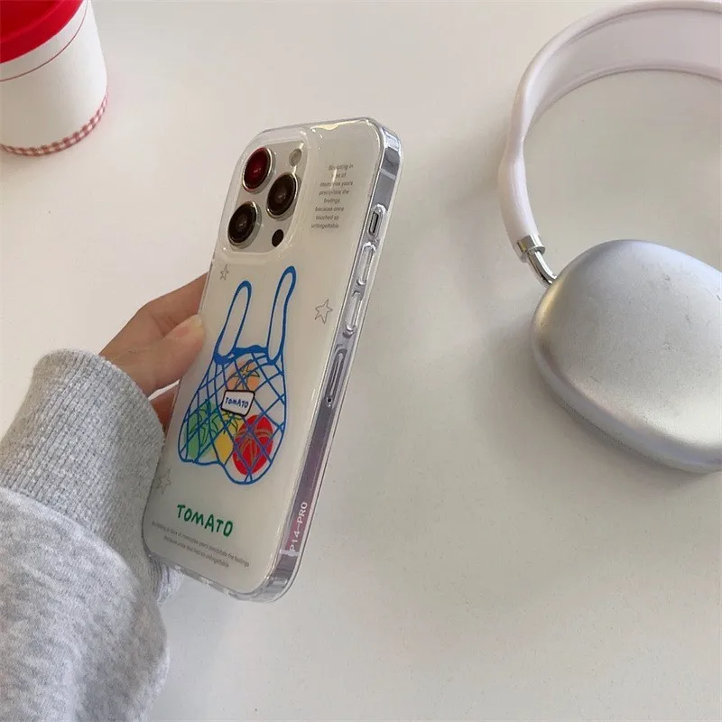 Coque de téléphone coréenne INS, un sac de tomates, pour Xiaomi Redmi Note K60 13 12 12C 11 10 10C 13C 10X K50 9T Pro Plus Ultra 4G 5G