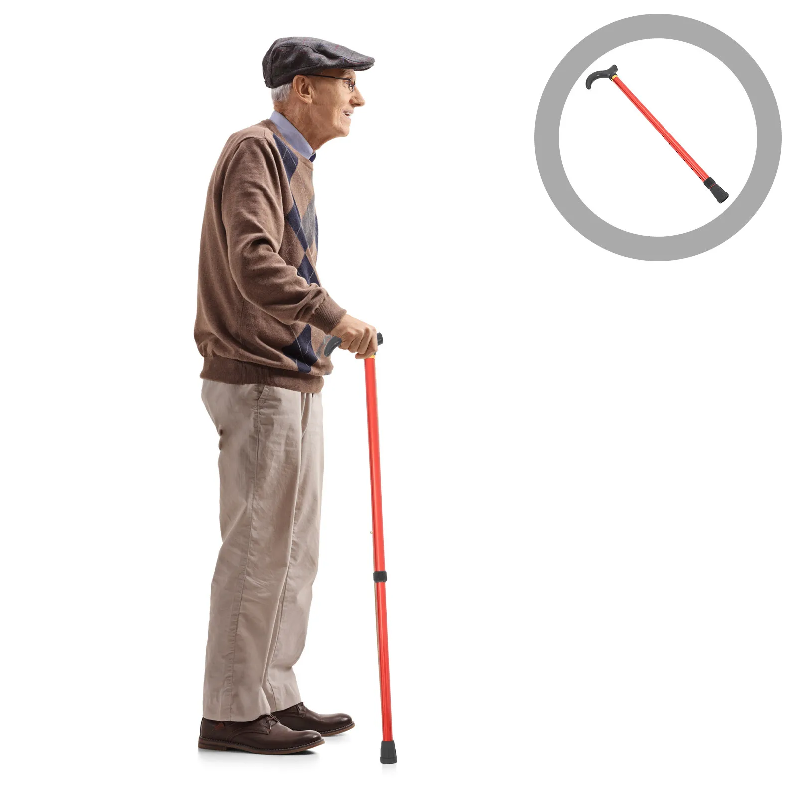 Walking Cane Stick Replacement Halloween Christmas 2-Section Adjustable Aluminum Alloy Elderly Women Non-slip Rubber Tips Sturdy