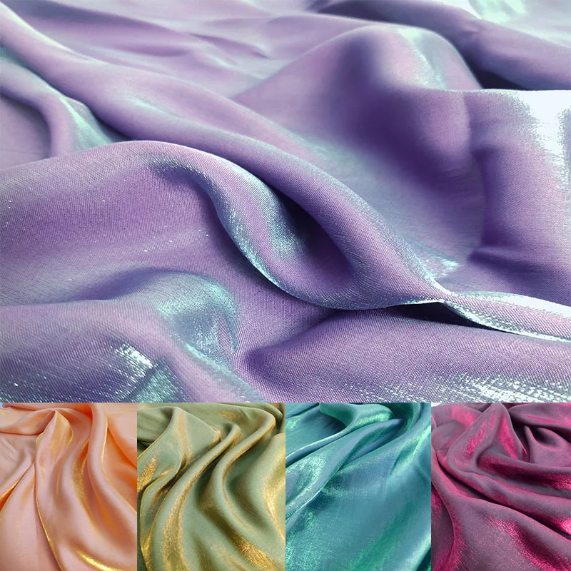 

1M Dreamy Mercerized Satin Fabric Iridescent Crystal Silky Satin Cloth for Shirt Dress Sewing Hanfu Skirt and Hair Tie Band DIY