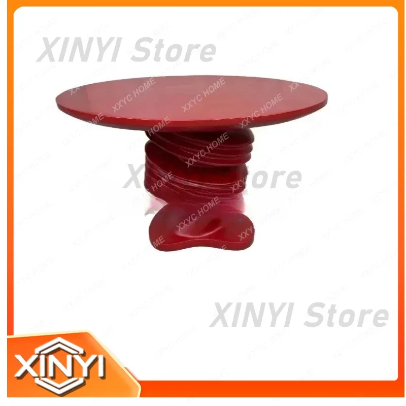 Modern Light Luxury Fiberglass Abstract Coffee Table for Office Home Art Installation Round Simple Design