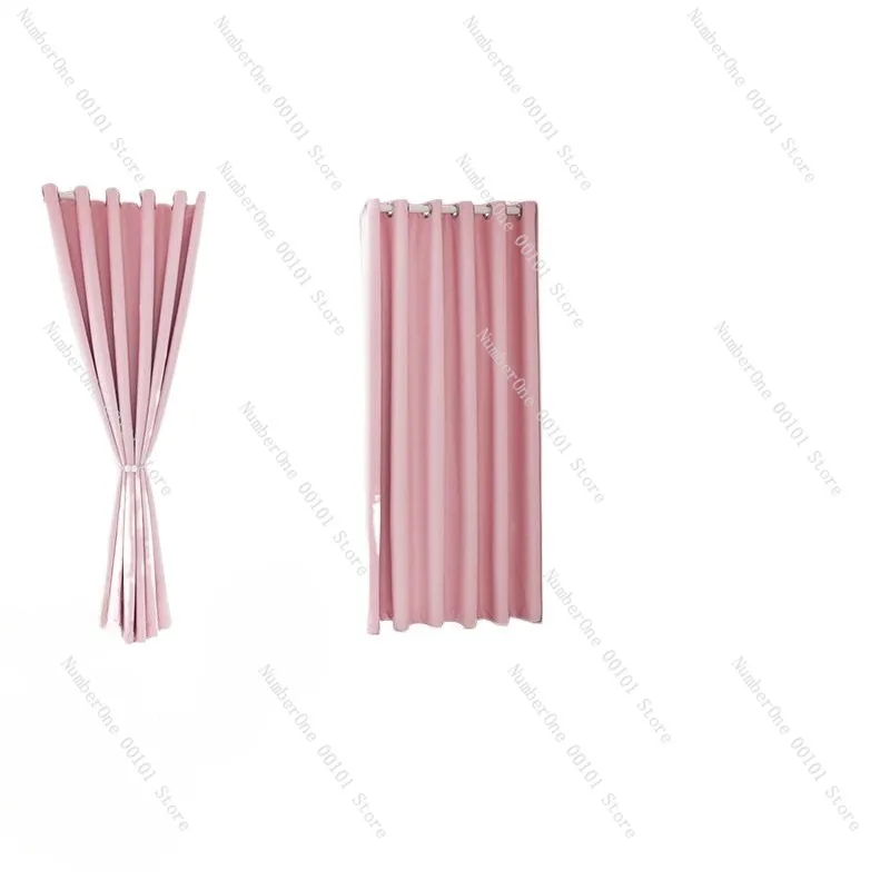 Blackout Curtain with Telescopic Rod, No-drill Installation, Complete Set for Bedroom, Bay Window, Rental Apartments,Easy Fabric