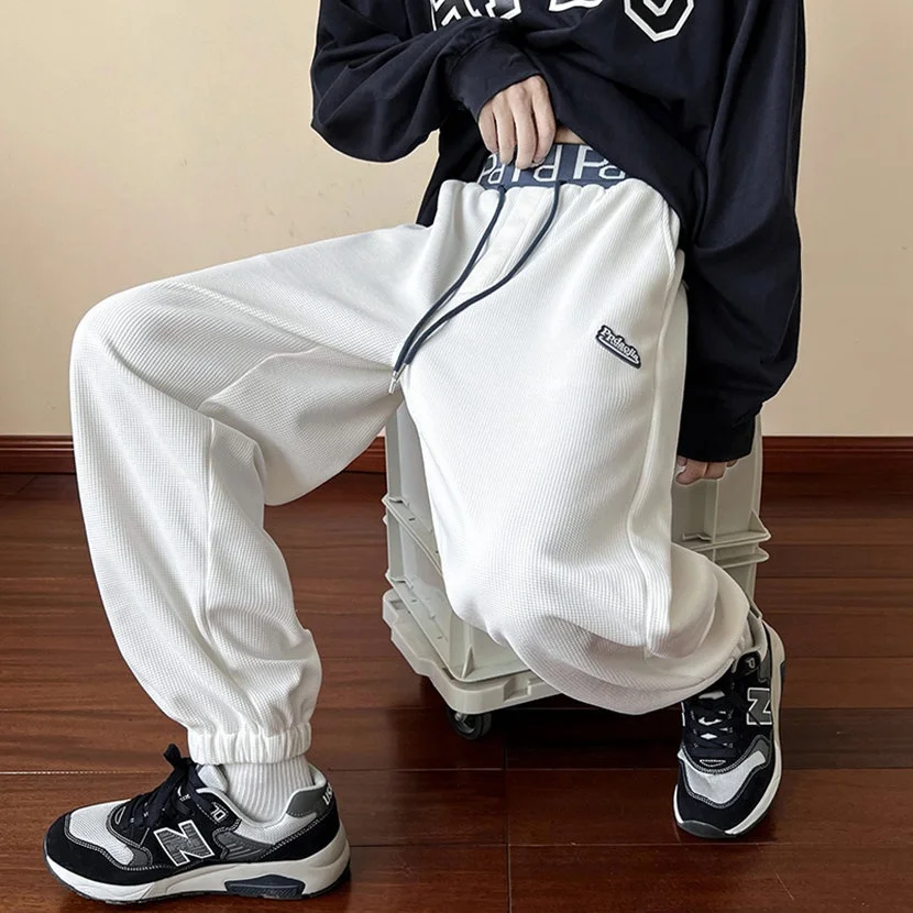 

Loose Men's Casual Pants White American Trendy Brand Spring Autumn Loose Sports Trousers Cuffed Sweatpants Faionable Youth ...