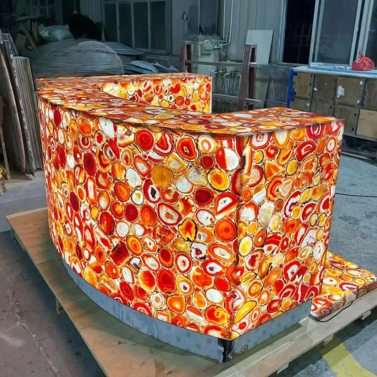 Lighting design Natural backlit onyx translucent gemstone Home mini bar counter