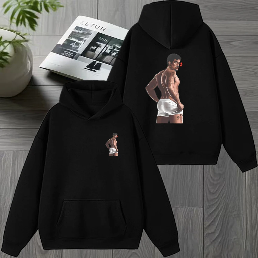 

Hot New in Autumn Winter Bad Bunny harajuku fashion Graphics Hoodie Men women vintage Casual pullovers Unisex Fleece Sweatshirt