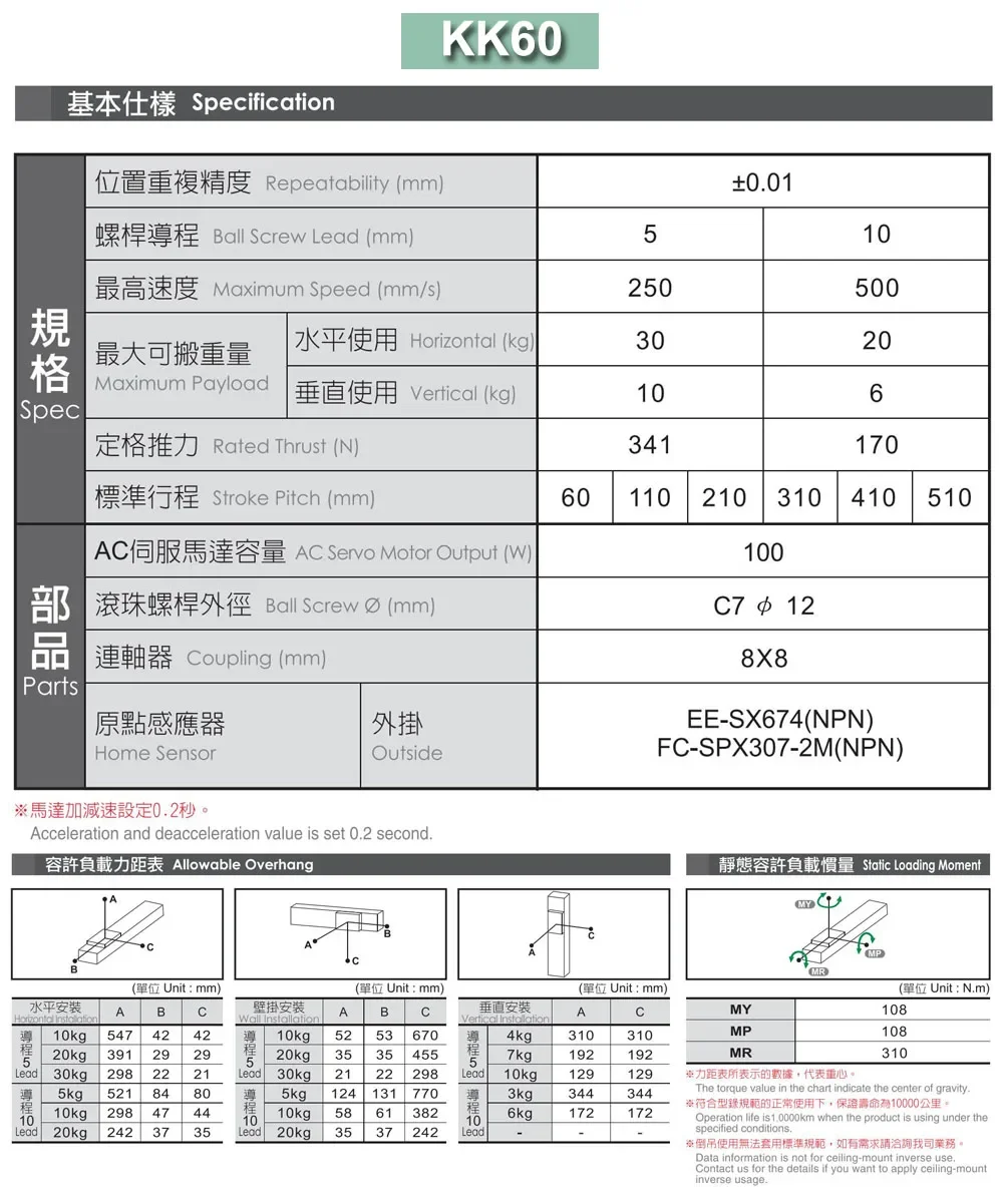 KK60 Steel based Single Axis Robot Linear Rail Stage Steel Sliding Table for Semiconductor Medical  XYZ Axis Repeatability ±0.01