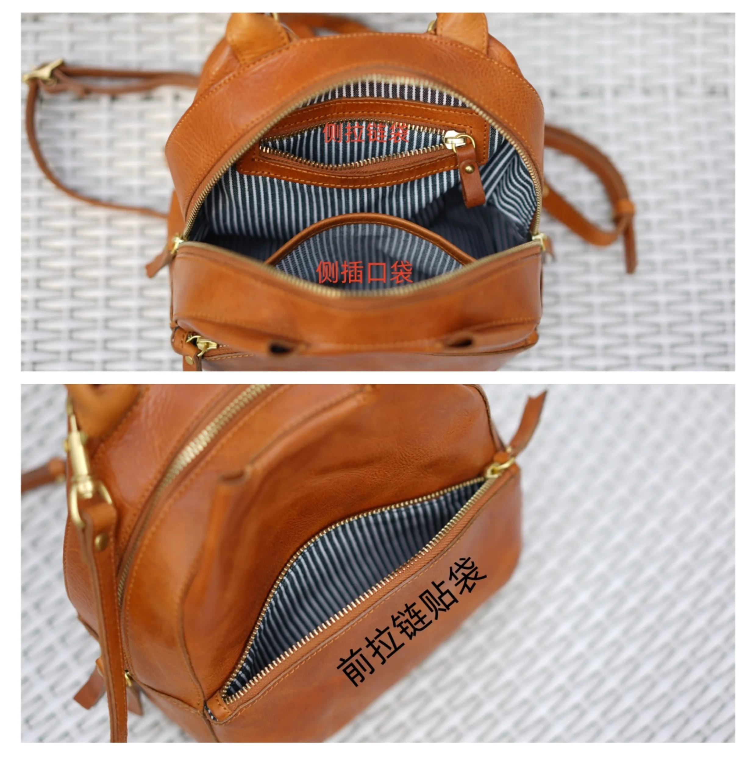 حقيبة ظهر نسائية صغيرة لطيفة مصنوعة يدويًا من الجلد الطبيعي بتصميم عصري من PNDME حقيبة مدرسية نسائية فاخرة من جلد البقر #6