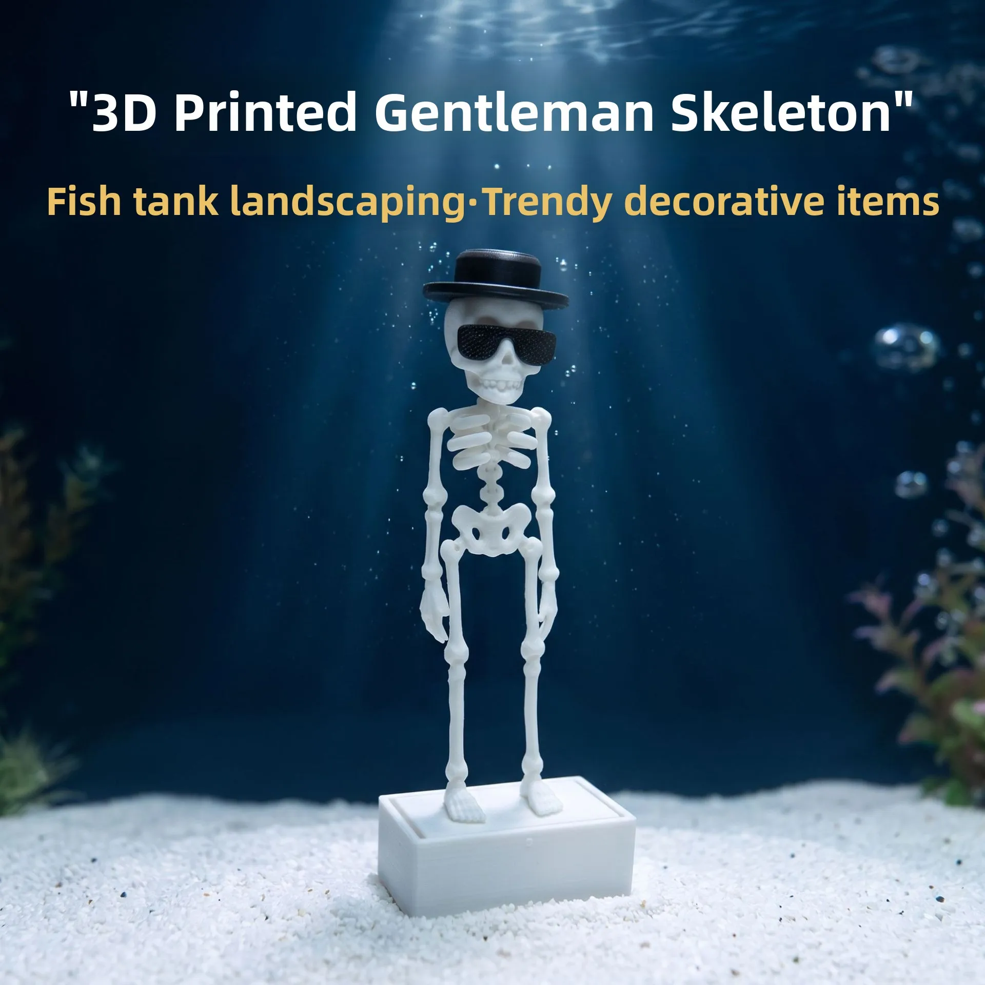Tanzendes Skelett Aquarium-Dekoration Fischbecken-Belüfter Realistisches Unterwasser-Ornament Interaktiver Luftstein mit Luftschlauch – Detail 1