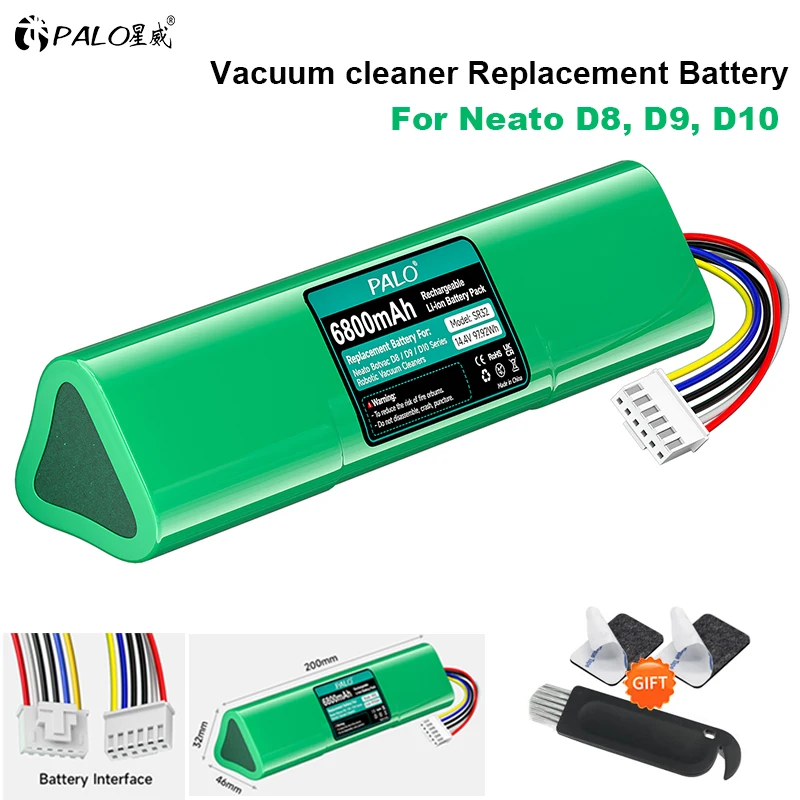 

Аккумулятор PALO 14.4V 6800mAh Li-ion для робота-пылесоса Neato Botvac D8 D9 D10 Connected, аксессуары для пылесоса