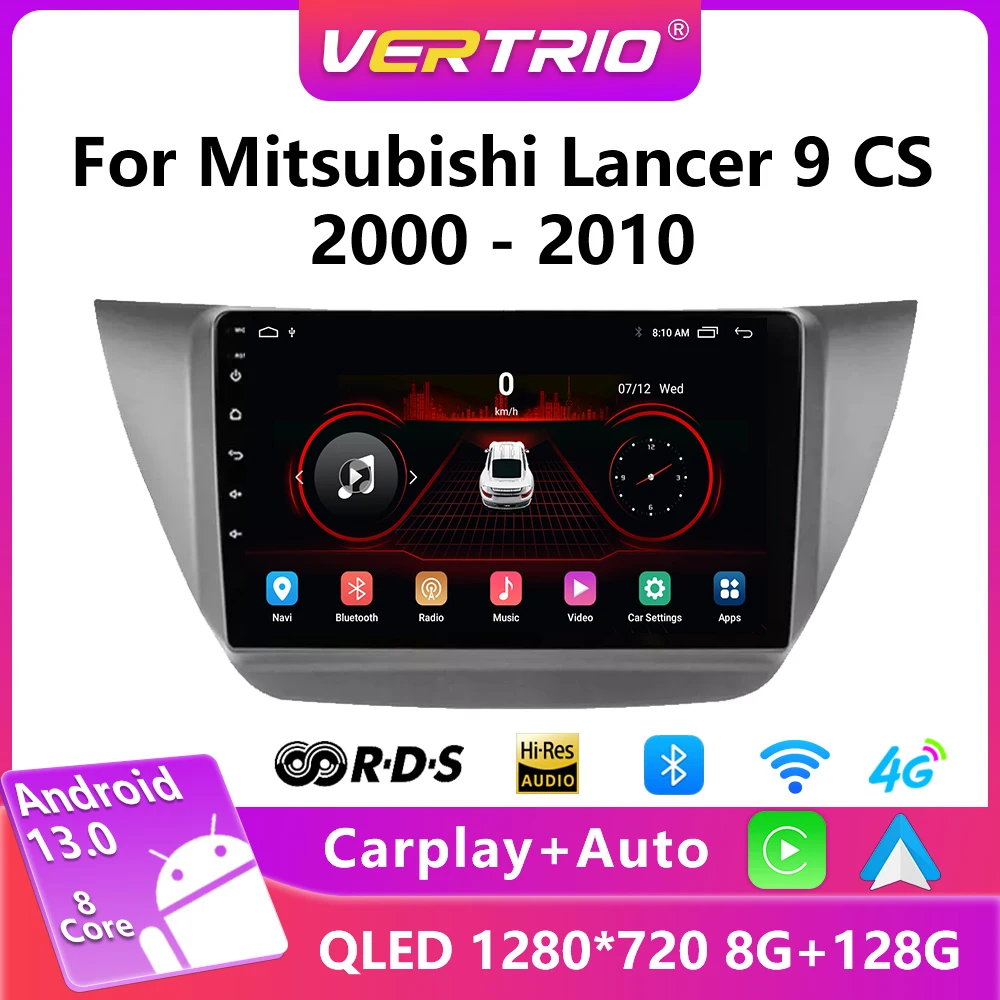 

For Mitsubishi Lancer 9 CS 2000-2010 Android 13 Car Radio Multimedia Video Player GPS 4G Carplay 2Din DVD Head Unit Stereo 8Core