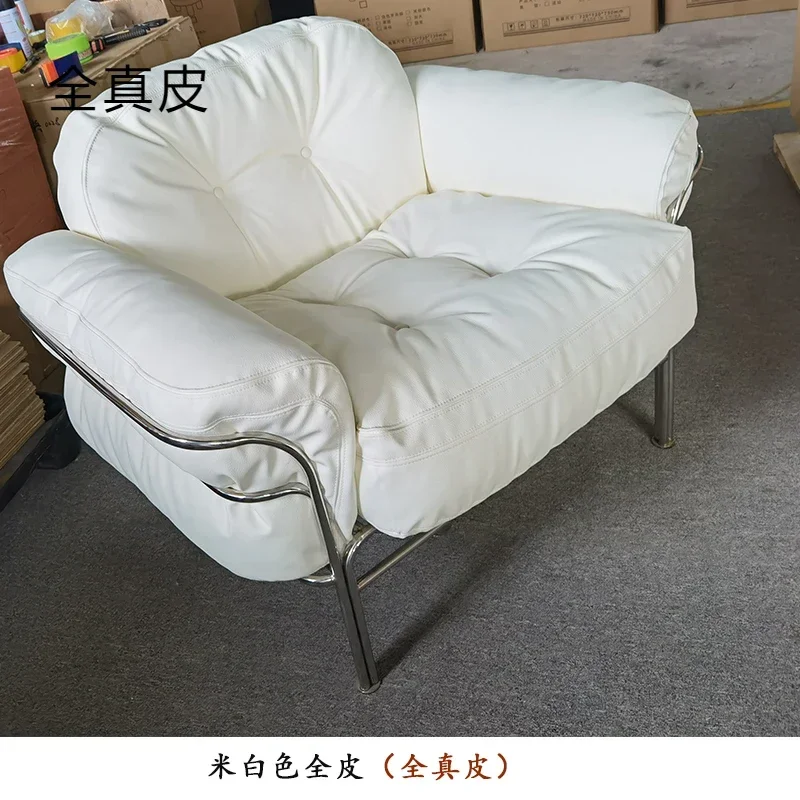 

Simple Designer Villa Sofa Large Flat Leather Single-Seat Sofa Chair Light Luxury Leisure Chair