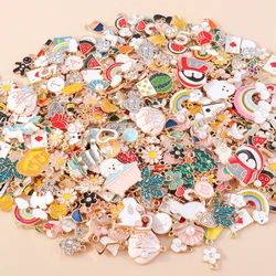Leslie Mix Styles 20/30/50pcs Jewelry Making Charms Golden Enamel Plated Pendant For DIY Jewelry Making Handmade Accessories