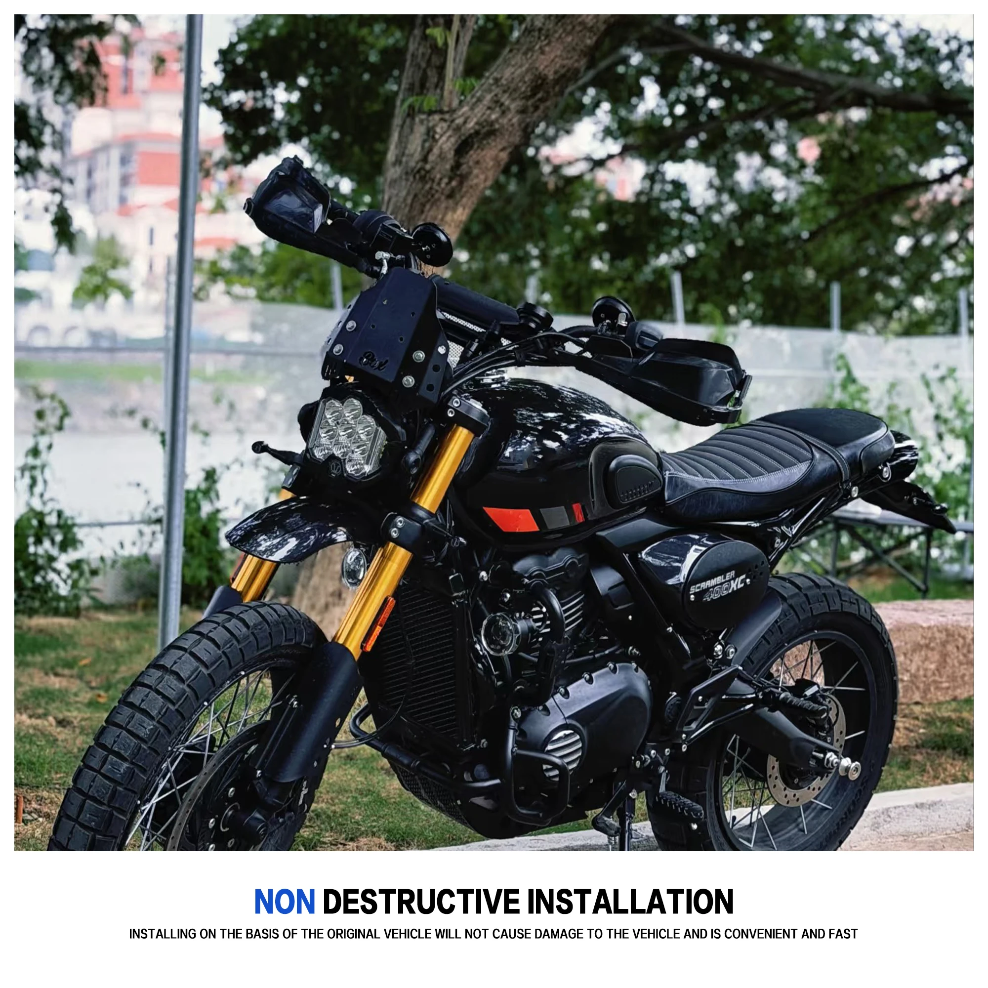 Image 7: Protection de guidon en alliage d'aluminium pour moto Triumph Scrambler 400X XC Speed400, protection contre le vent