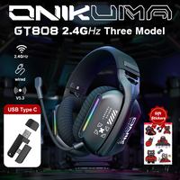 ONIKUMA GT808 Wireless Headphone with RGB Light 2.4Ghz Low Latency Gaming Headset with 360° Rotating Microphone For PC PS5