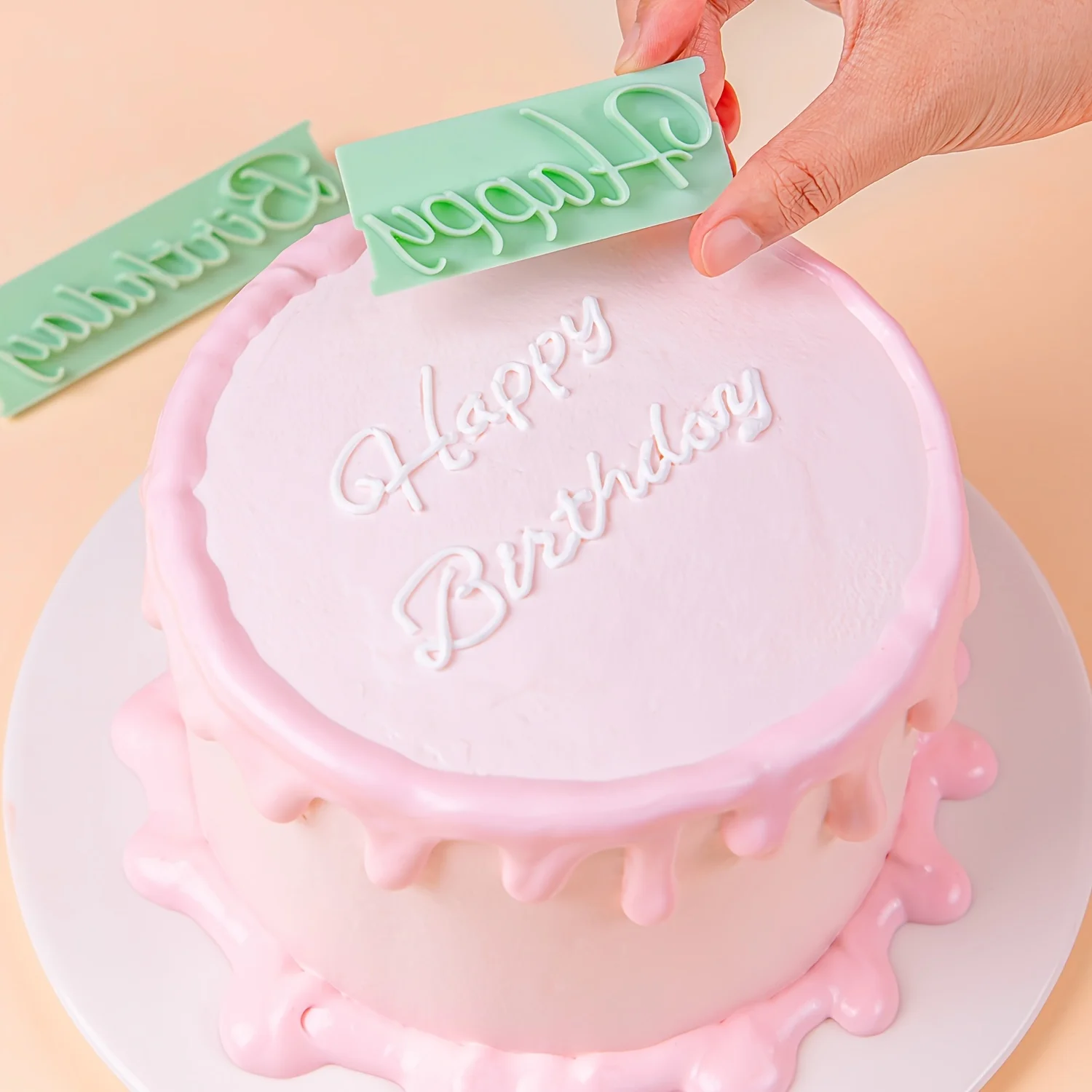 8pcs/Set Happy Birthday Wishes Cake Words Stamp Congratuation Anniversary Handwritten Letter Cutter Set for DIY Cake  Pastry
