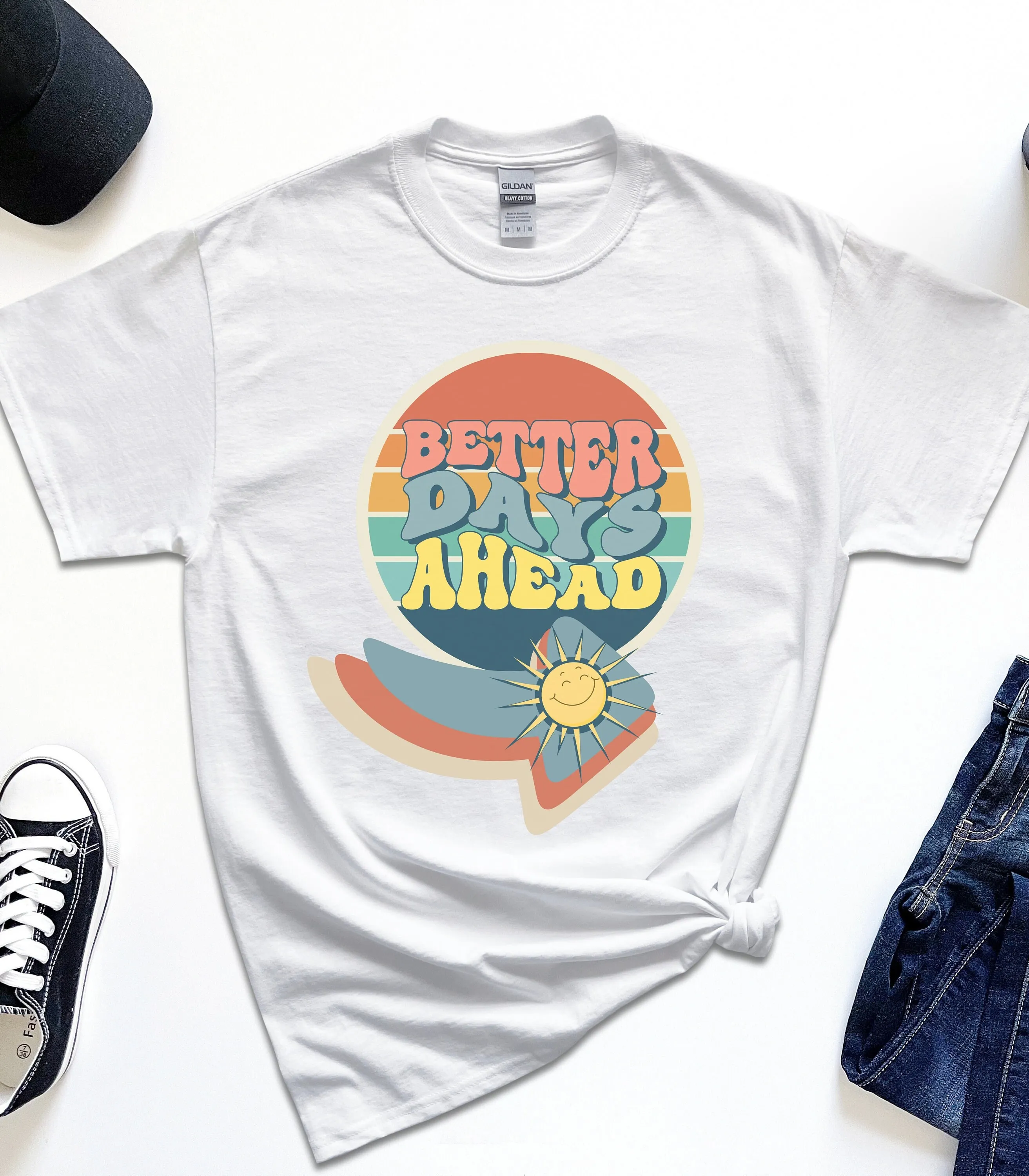 Embrace Optimism With This Better Days Ahead Tee Retro Vibes T Shirt Colorful Sunshine Motivational Message