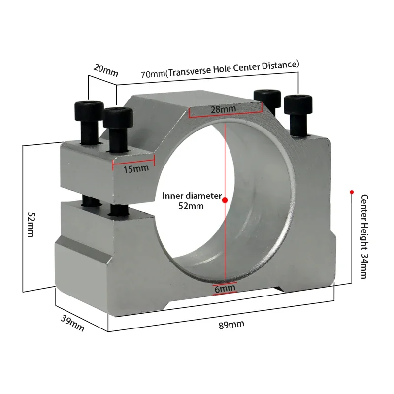 

CNC Spindle Motor Mount 52mm 57mm 65mm 80mm Bracket Spindle Fixture for DC Air Cooling Water Cooled Spindle