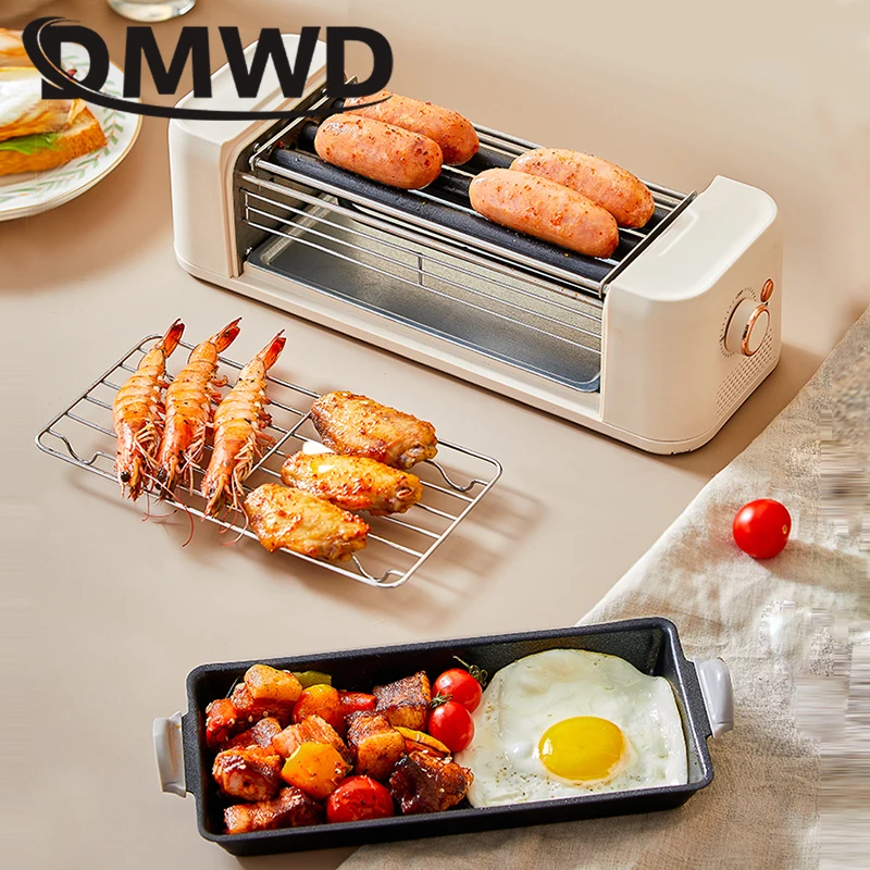 

Electric Sausage Machine Hot Dog Kebab Smokeless Barbecue Grill Steak Frying Pan Hamburger Baking Maker Rotisserie Skewers Oven