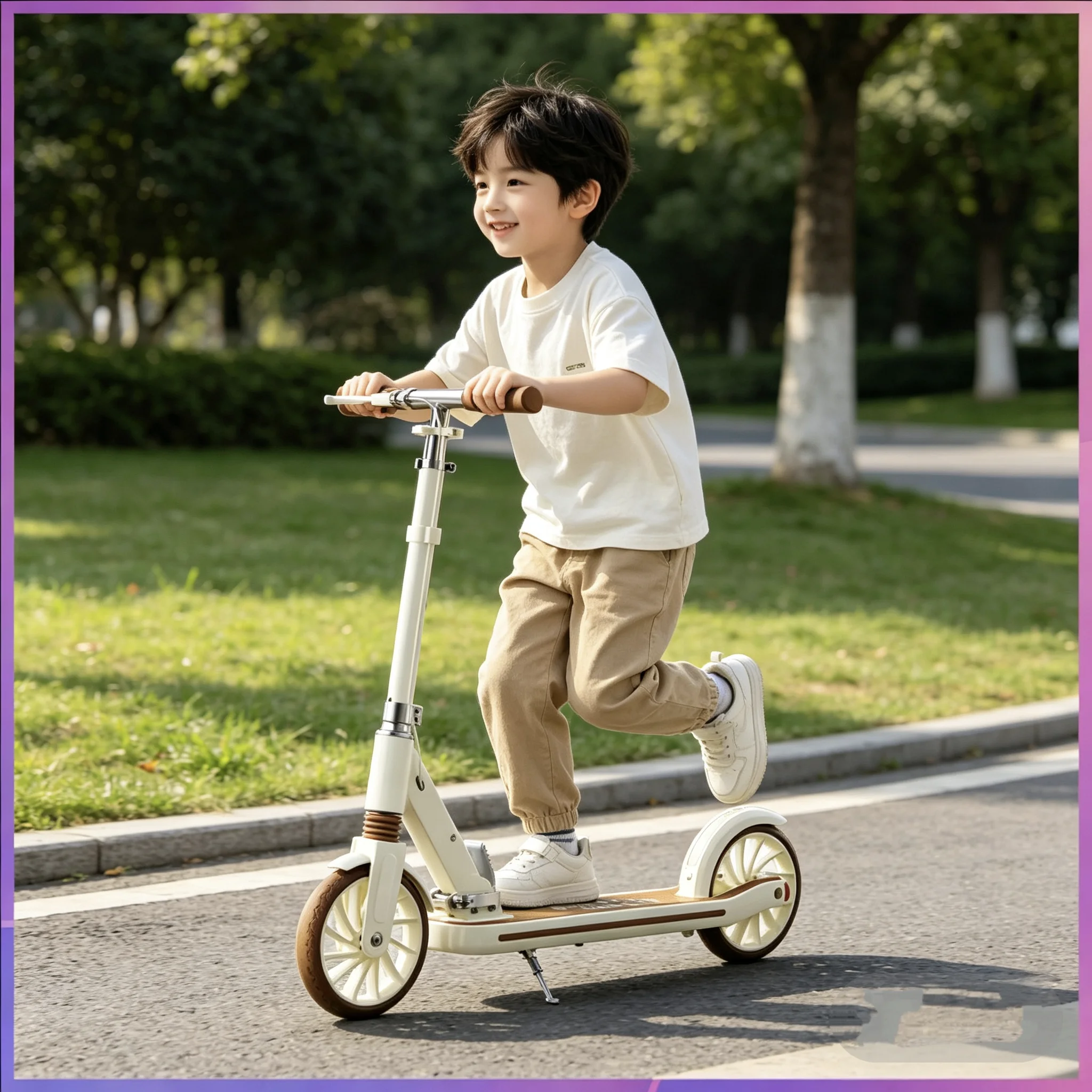 

Foldable Children's Scooter Large Sliding Wheel Campus Adult Two Wheel Scooter for Ages 5-15 Kids Bicycle Alternative