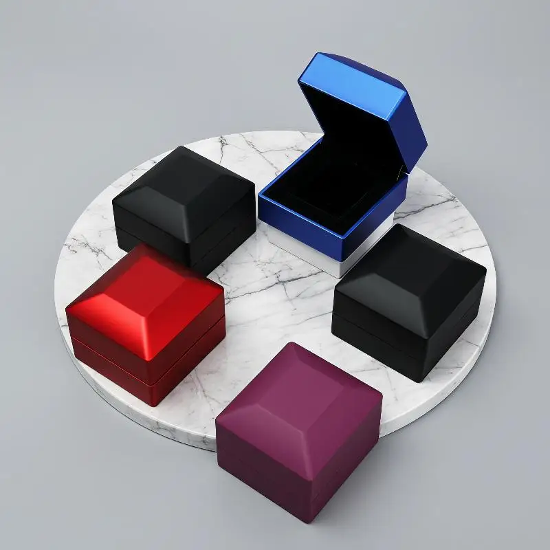 LED Jewelry Box For Engagement Ring Display Gift Case Packaging Showcase Boxes With Light Storage Cases