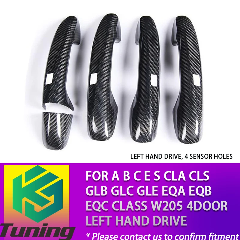 Full Dry Carbon Fiber Door Handle Cover Trim for Benz A B C E S CLA CLS GLB GLC GLE EQA EQB EQC W205 4 Door 5 Pieces LHD/RHD