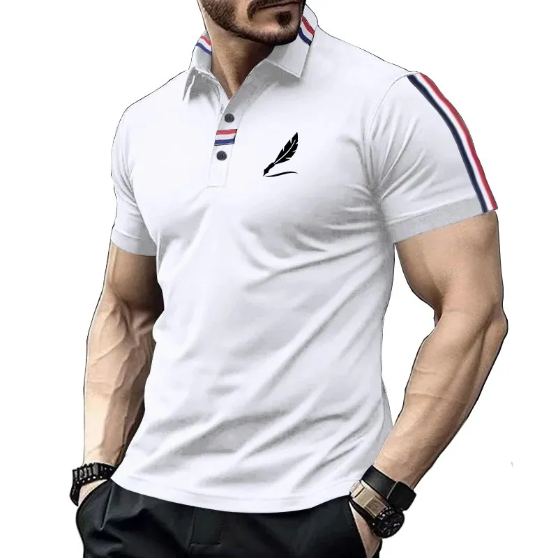 2025 Spring New Men's Fashion Printed Short sleeved Polo Shirt