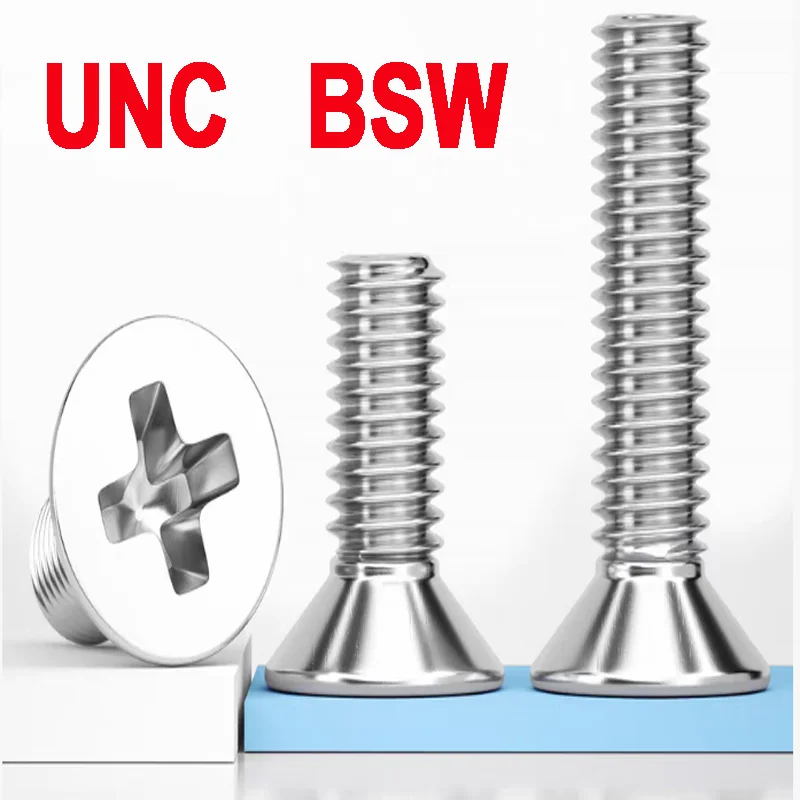 GB819 Cross Recessed Countersunk Screws, SUS304 Stainless Steel, 2#-8# UNC & 5/32-32 BSW