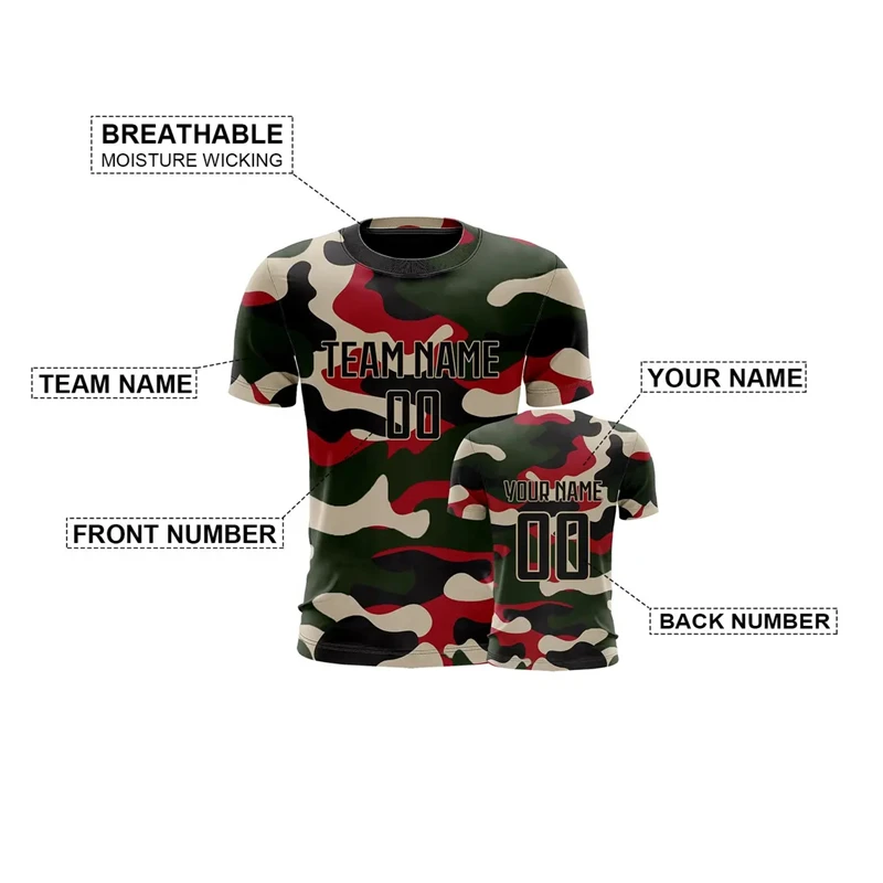 

2025 Custom Name Numbers Football Jersey T Shirts For Man Clothes Personalized Camouflage Graphic Sport Quick Dry Soccer Jerseys