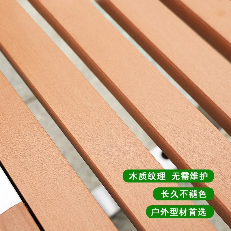 Park Chair Outdoor Bench Solid Wood Leisure Chair Wrought Iron Stainless Steel Seat Square Community Landscape Plastic