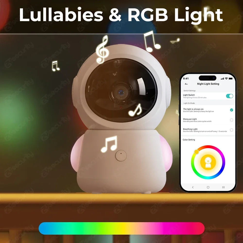 Imagem -05 - Wi-fi Monitor de Bebe Via Controle de Aplicativos Babyphone com Tela de 4.3 Câmera de Bebê de Vídeo Rgb Luz Noturna Record & Playback Babá Canções de Ninar Ptz para Recém -nascido 2k 3mp