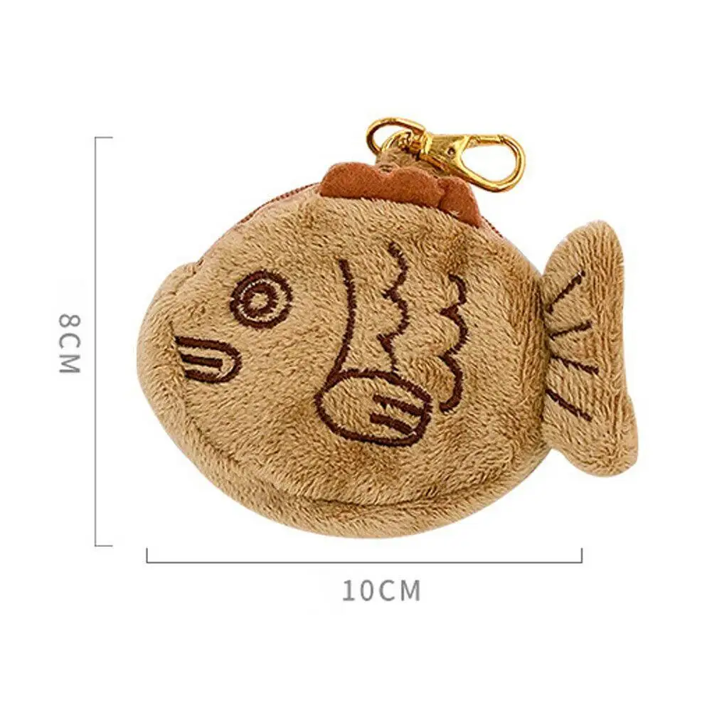 Porte-monnaie en peluche pour filles, sac de poignet, mini portefeuille à fermeture éclair, sac de rangement de petite capacité, sac de casque de poisson mignon