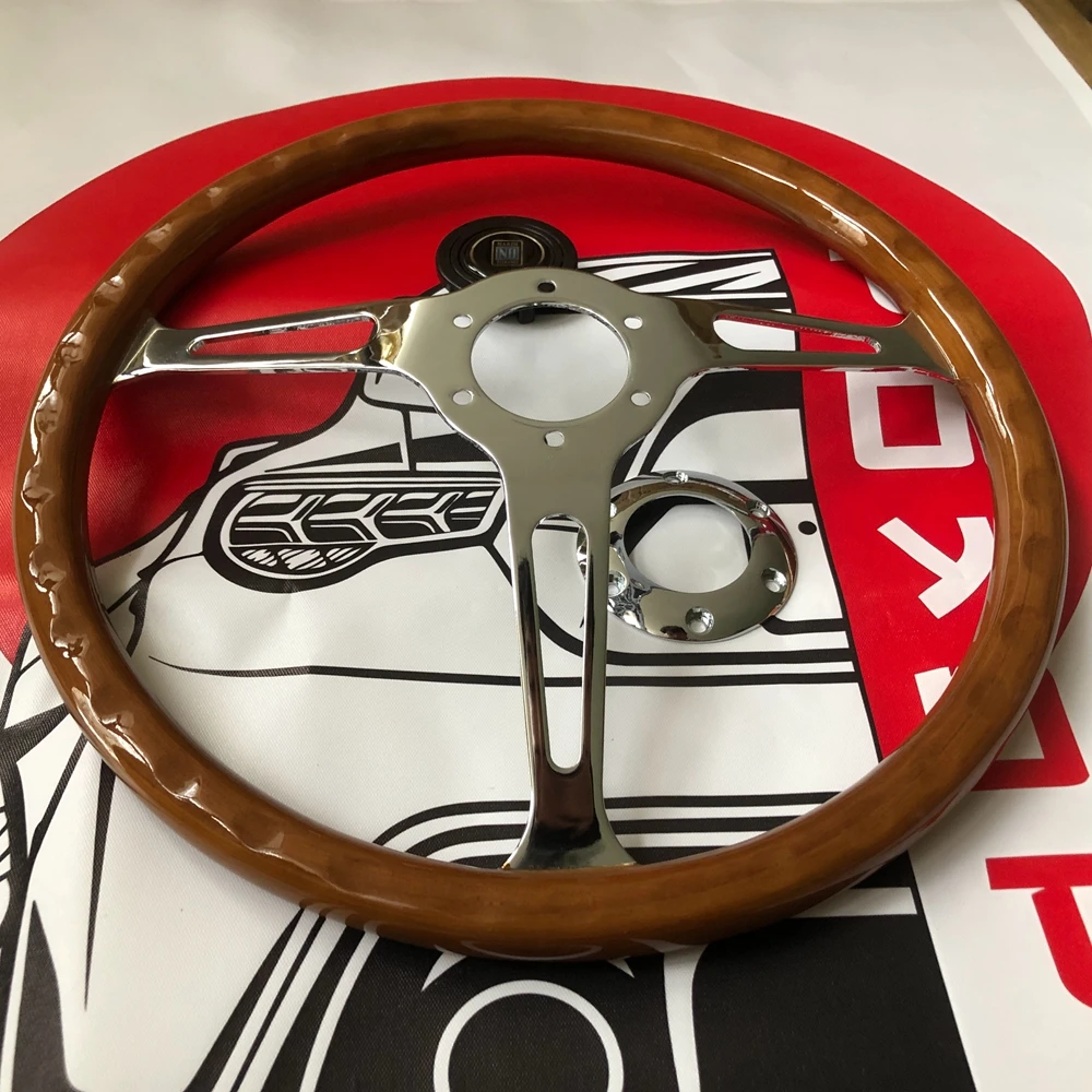 15Inch Classic Real Wood Nardi Steering Wheel Car Rally Racing JDM Nardi Steering Wheel Volantes For VW HONDA TOYOTA BMW Nissan