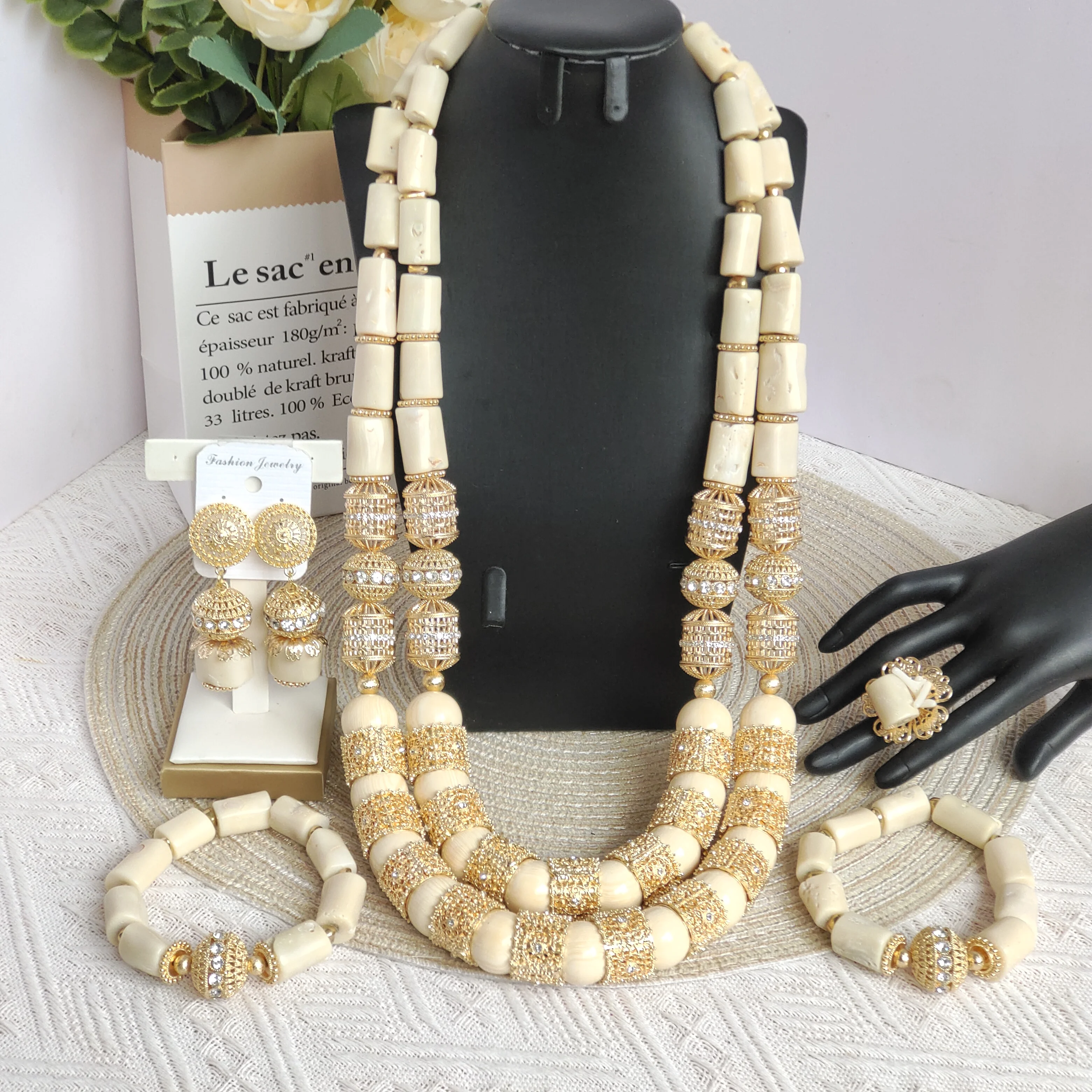 white coral beads natural original traditional beads africa nigeria