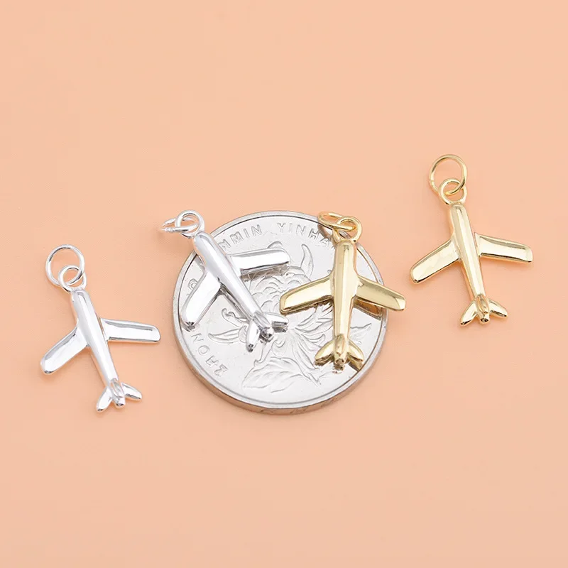 TrustDavis Real 925 Sterling Silver Fashion Plane Aircraft Charm Pendant Handmade DIY Accessories Fine Jewelry Wholesale HY134