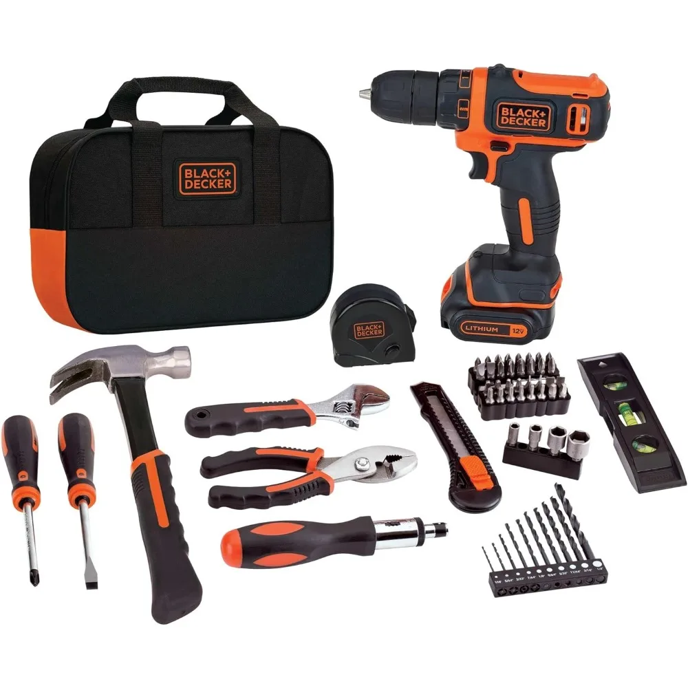 

BLACK+DECKER 12V MAX Drill & Home Tool Kit, 60-Piece (BDCDD12PK)