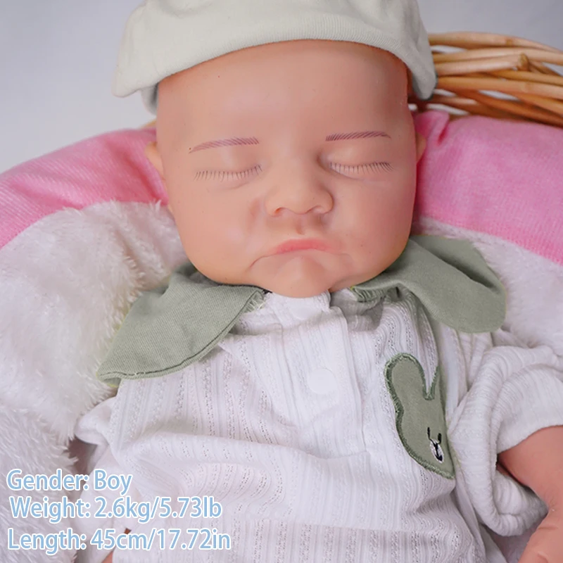 18-calowa Realistyczna Całopłetna Silikonowa Lalka Reborn Floppy 5.6lb Noworodek Otwarta Szczękka