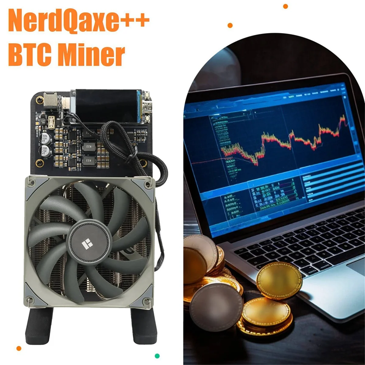 حار AC18 NerdQaxe ++ BTC سولو مينر 4.8T-5TH/S 4XBM1370 ASIC رقاقة 80 واط مفتوحة المصدر بيتكوين التشفير مينر التعدين الصامت الاتحاد الأوروبي التوصيل